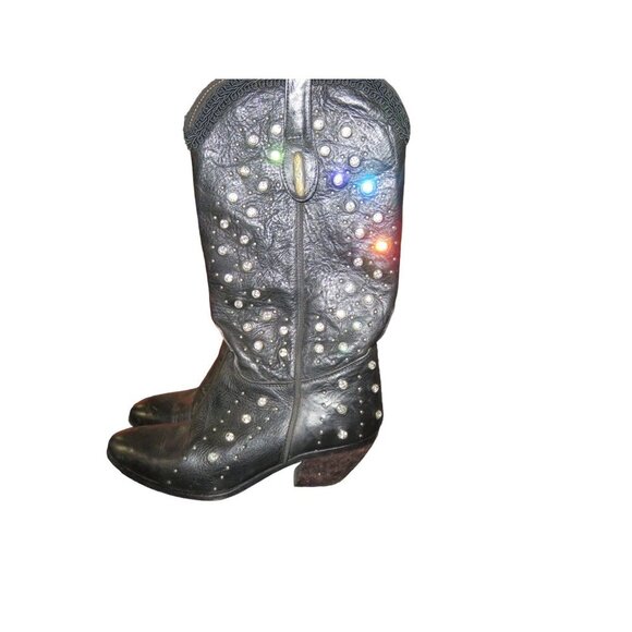 Buttero Italian Leather Rhinestone Embellished Western cowboy boots sz 37 US 7
